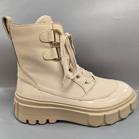 SOREL Caribou X Cozy Lace Up Boot Bleached Ceramic Oatmeal Beige Size 8.5 - Picture 1 of 15